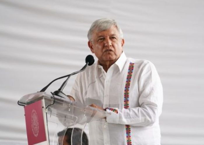 El presidente López Obrador en Paraíso, Tabasco, presenta el Plan Nacional de Refinación el 9 de diciembre 2018 (LopezObrador.org.mx)