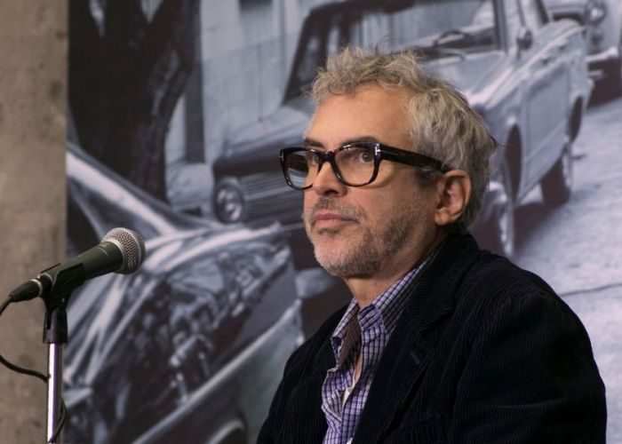 El director Alfonso Cuarón en conferencia anunciando el fin de la filmación de 'Roma' el 14 de marzo, 2017 (Foto: Tania Victoria, Secretaría de Cultura, CDMX)